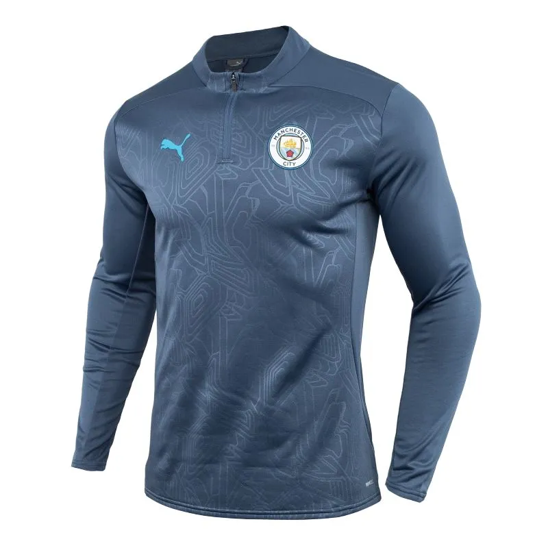 PUMA Fleece Lined Comfortable Long Sleeved Pullover T Shirt Unisex Ink Blue/Phantom Blue