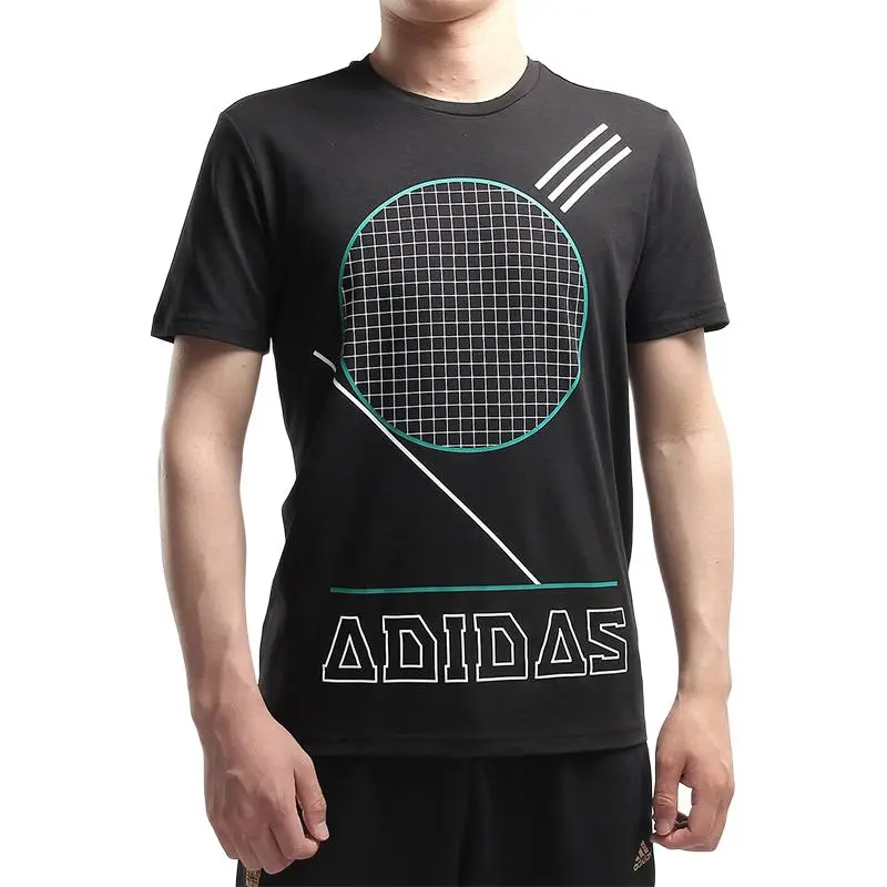 Adidas T-Shirts Men's Black Crew Neck Moderate Straight Fit