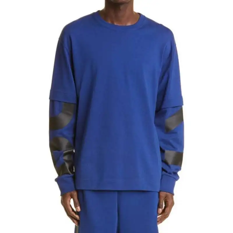 Burberry T Shirts Men's Blue Crew Neck Moderate Straight Fit
