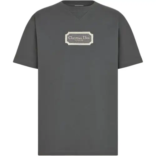 DIOR T Shirts Men's Gray Crew Neck Moderate Straight Fit