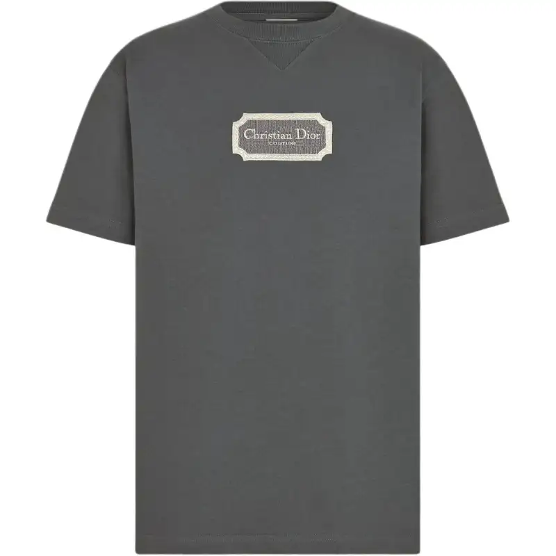DIOR T Shirts Men's Gray Crew Neck Moderate Straight Fit