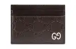 GUCCI Cow Leather Card Holder Men's Brown