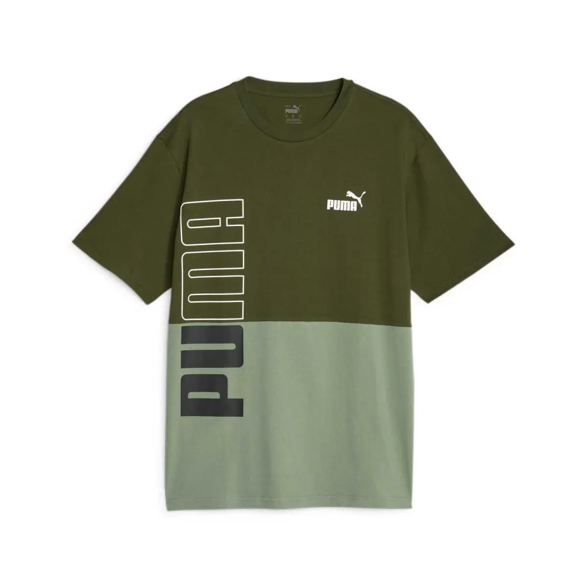PUMA T-Shirts Men's Green Crew Neck Moderate Straight Fit