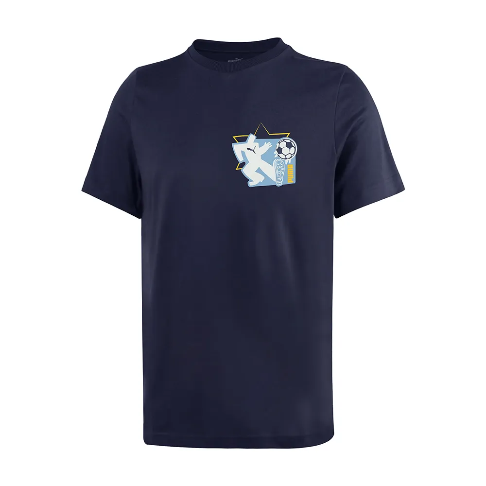 PUMA T-Shirts Men's Marine Blue Crew Neck Moderate