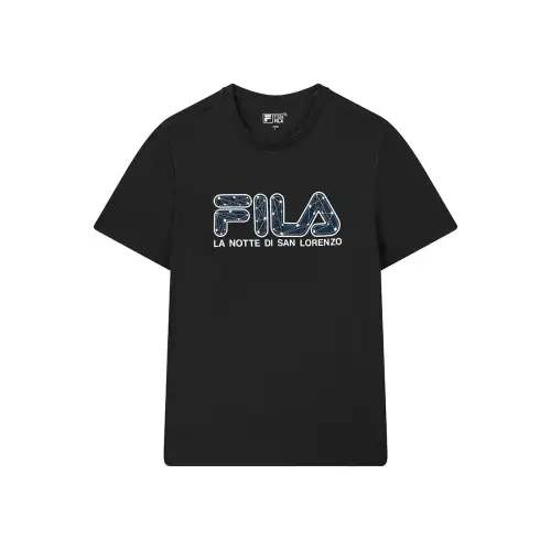 FILA T Shirts Men's Jet Black Crew Neck Moderate Straight Fit