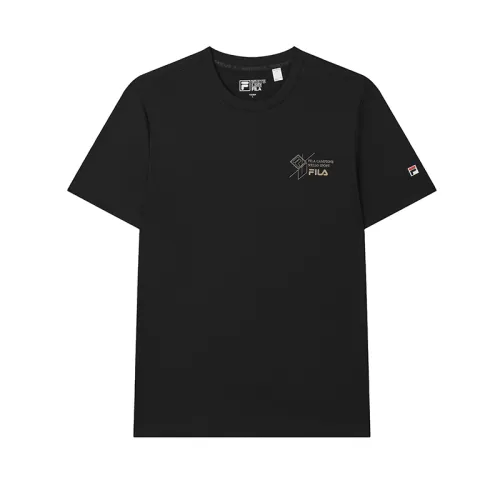 FILA T Shirts Men's Jet Black BK Crew Neck Moderate Straight Fit