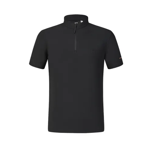 FILA Athletics T Shirts Men's Pitch Black Stand Collar Moderate