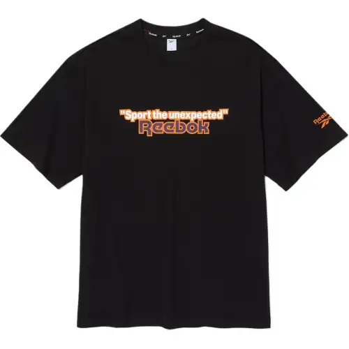 Reebok T Shirts Unisex Black Crew Neck Moderate Straight Fit