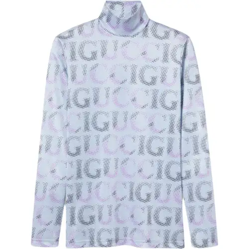 GUCCI T Shirts Men's Blue Turtleneck Straight Fit