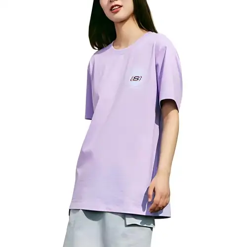 Skechers T Shirts Unisex Purple/01NE Crew Neck Moderate