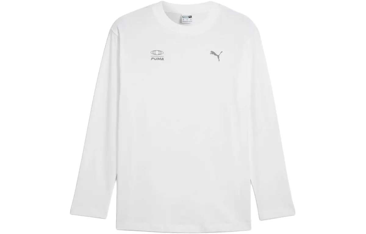 PUMA Downtown Striped DARE To Long Sleeve Tee T Shirt Men's White