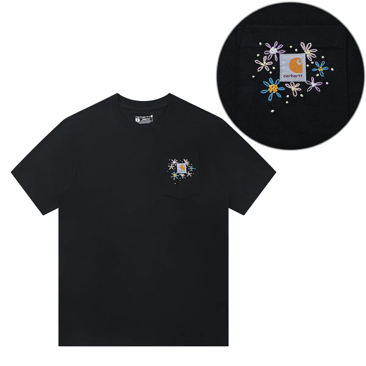 Carhartt T-Shirts Unisex Black Crew Neck Thin Straight Fit