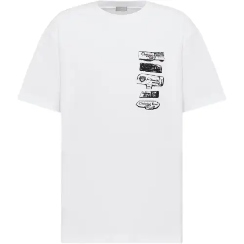 DIOR T Shirts Men's White Crew Neck Moderate