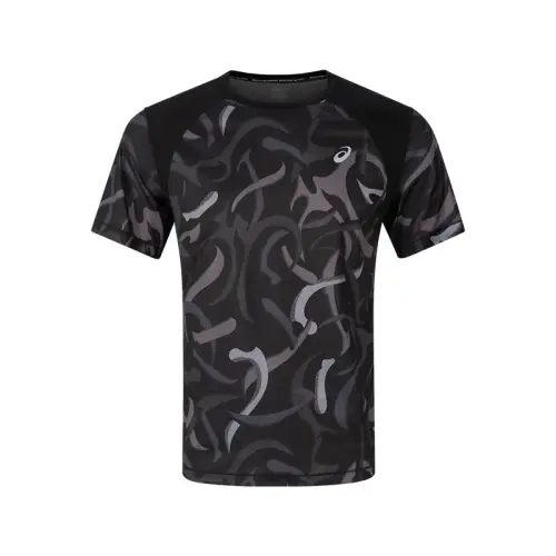 ASICS T Shirts Men's Black Crew Neck Moderate