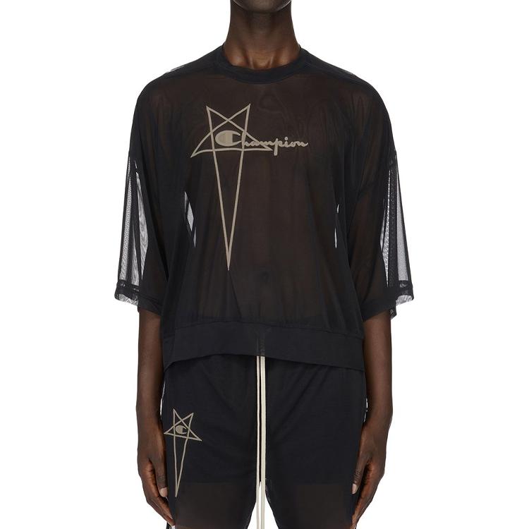 RICK OWENS Embroidered-logo Longline T-shirt