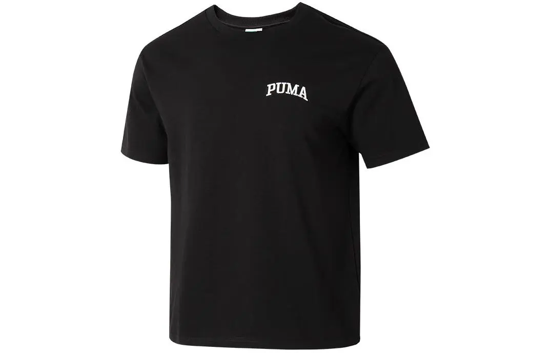 PUMA T-Shirts Men's Black Crew Neck Moderate Straight Fit