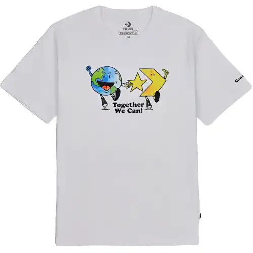 Converse T Shirts Men's White Crew Neck Moderate Straight Fit