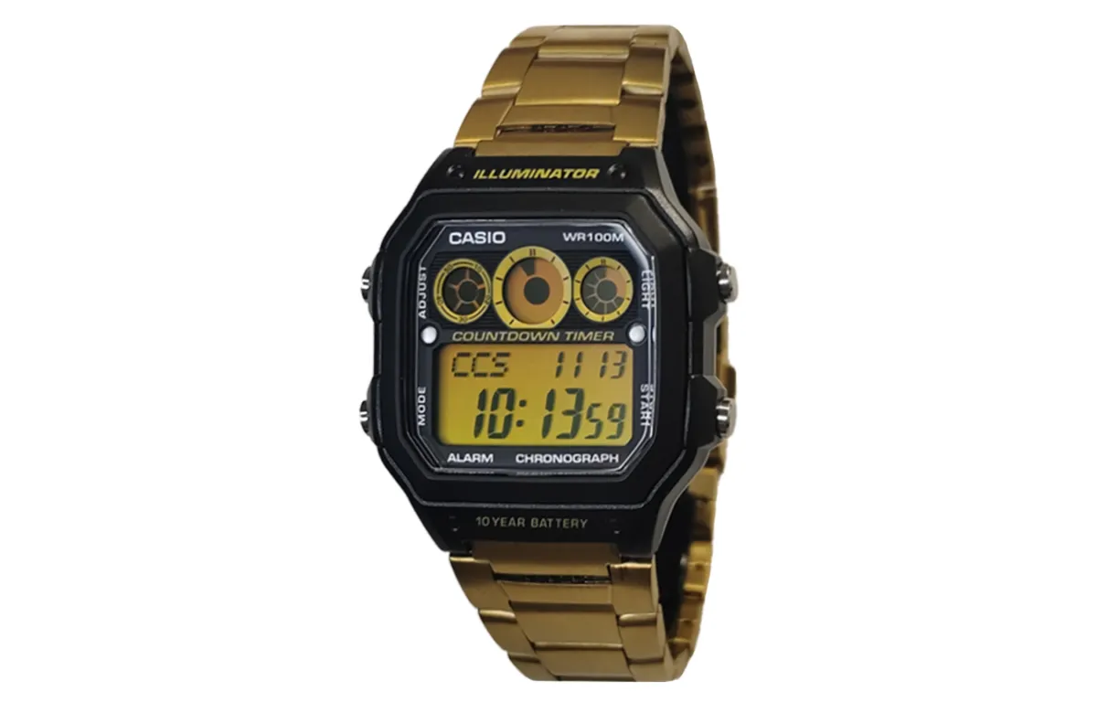 CASIO Custom Collection Quartz Movement Stainless Steel Strap Watch Men's Watches Yellow Watch Dial