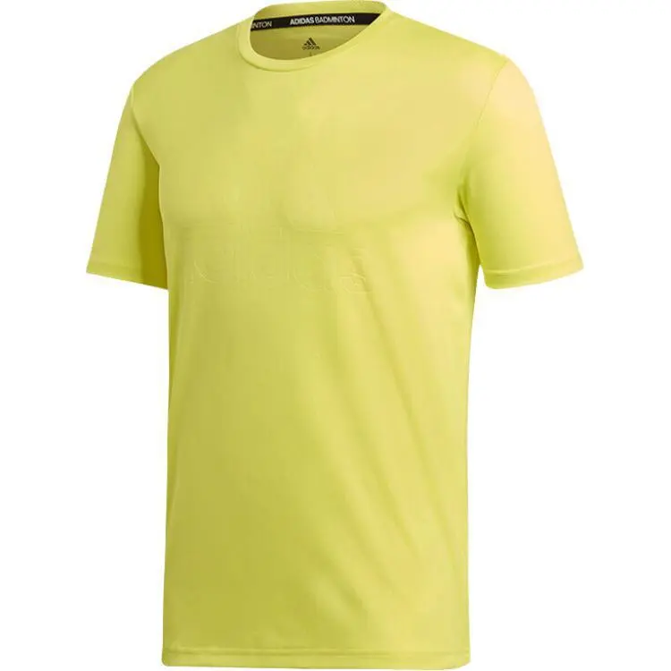 Adidas T-Shirts Men's Yellow Crew Neck Moderate Straight Fit