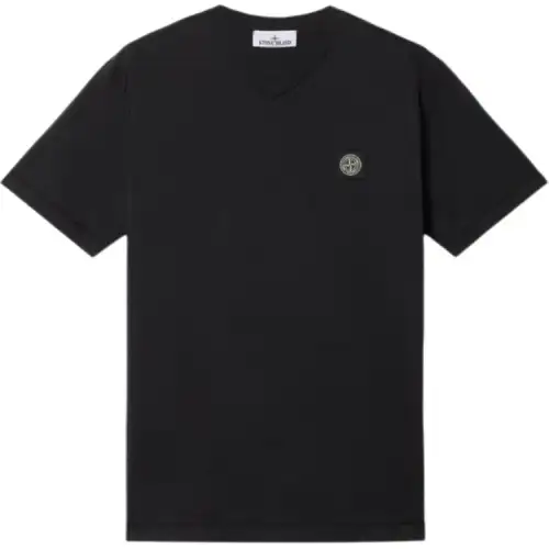 STONE ISLAND Compass Patch V Neck T Shirt