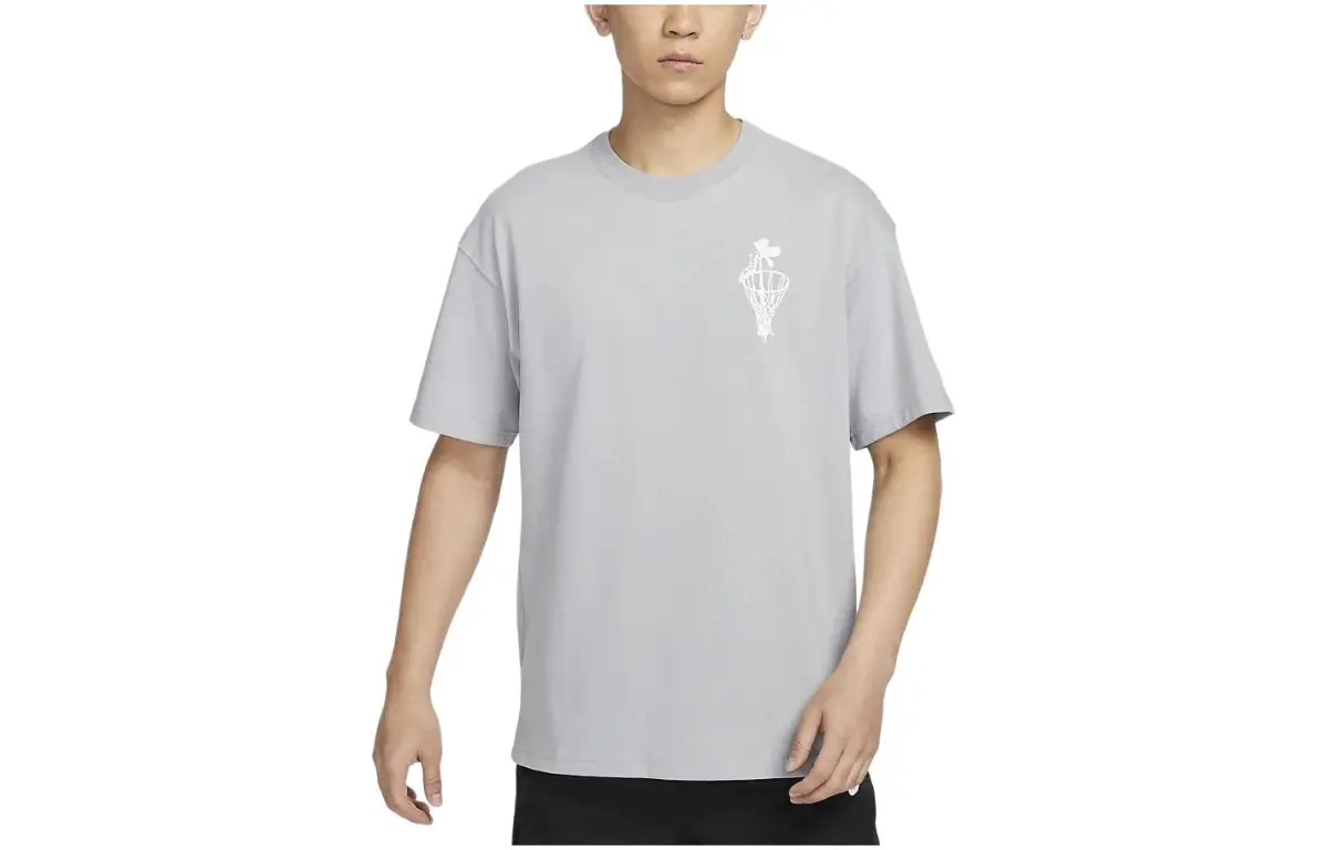 Nike T-Shirts Men's Wolf Gray Crew Neck Moderate Straight Fit
