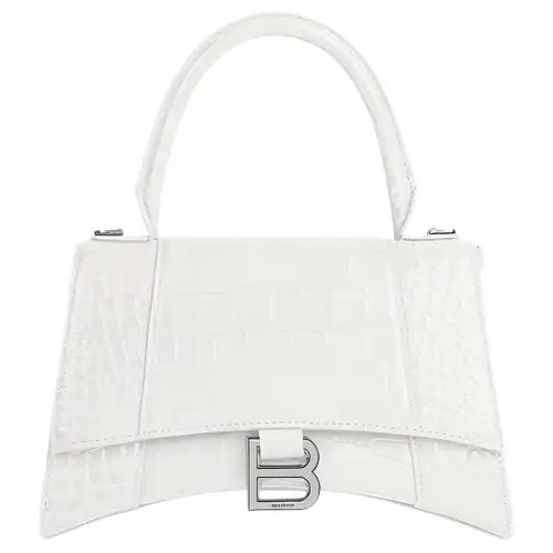 Balenciaga Hourglass Cow Leather Crossbody One Shoulder Handbag Small Women's White