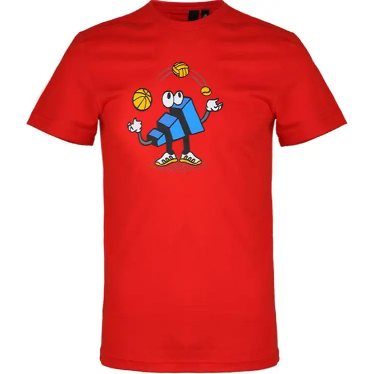 Adidas T-Shirts Men's Red Crew Neck Moderate