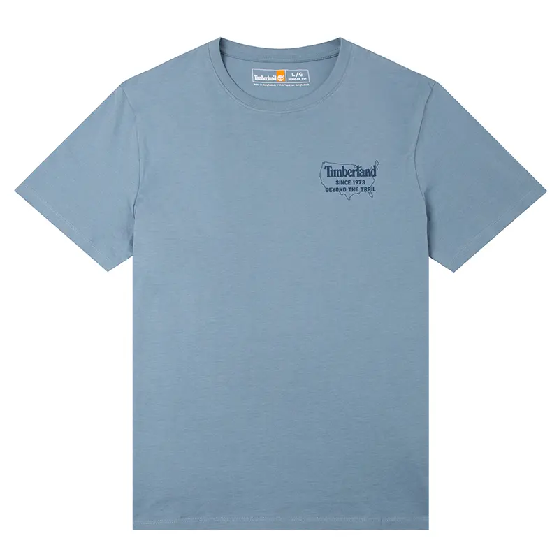 Timberland T Shirts Men's Blue Crew Neck Moderate Straight Fit