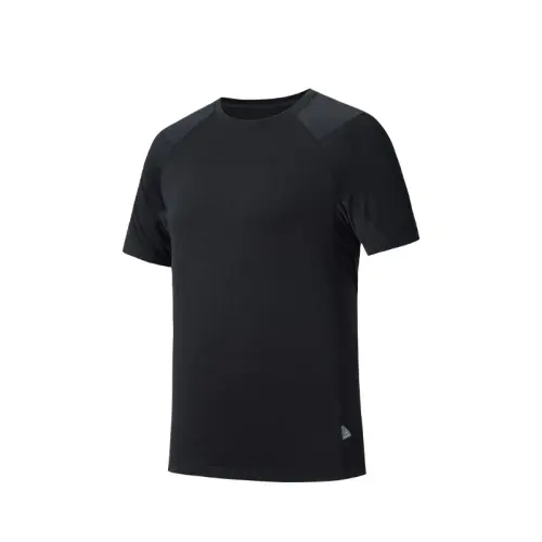 ANTA T Shirts Men's Black Crew Neck Moderate Straight Fit