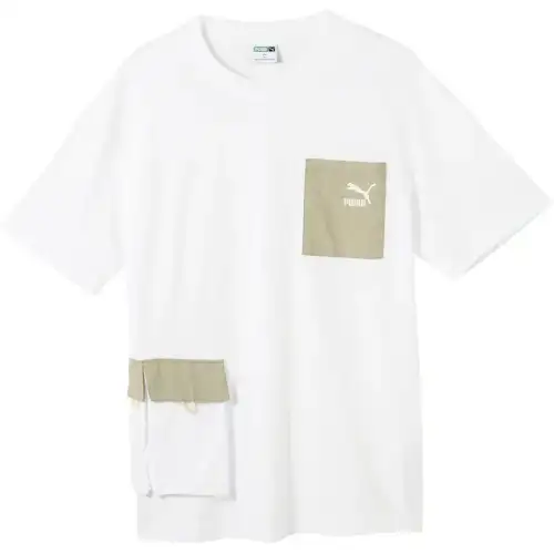 PUMA T Shirts Men's White Crew Neck Moderate Straight Fit