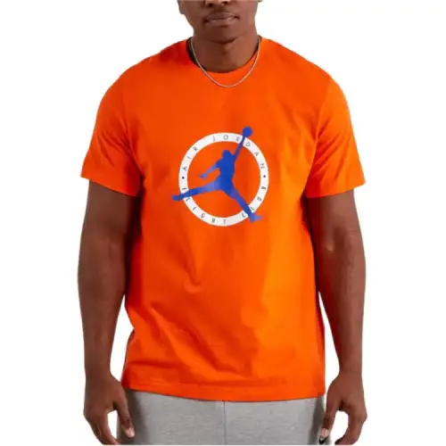 Jordan T Shirts Men's Orange Crew Neck Moderate Straight Fit
