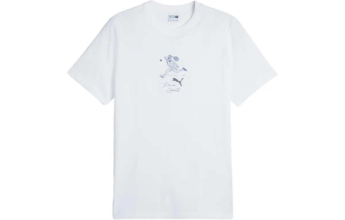 PUMA T-Shirts Men's White Crew Neck Moderate Straight Fit