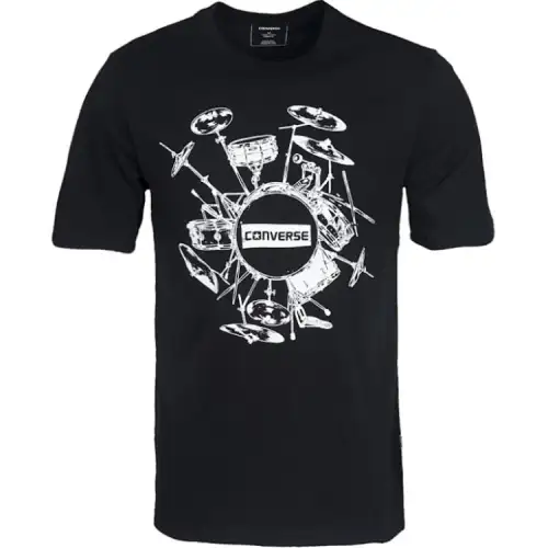 Converse T Shirts Men's Black Crew Neck Moderate