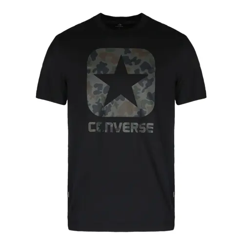 Converse T Shirts Men's Black Crew Neck Moderate