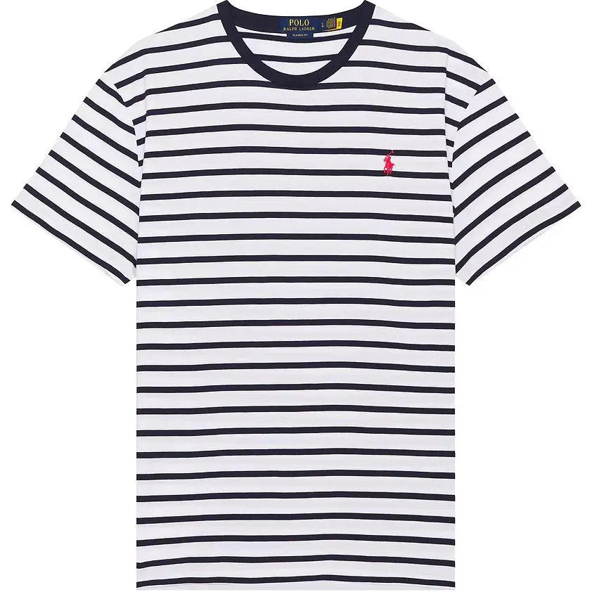 Polo Ralph Lauren T Shirt Classic Version Men's White & Newport Marine Blue