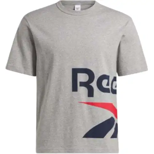 Reebok Drop Shoulder Sleeve T Shirt Unisex Medium Gray