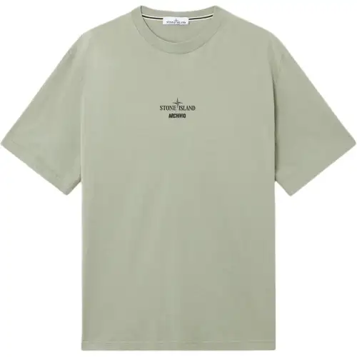 STONE ISLAND Logo Printed Crewneck T Shirt
