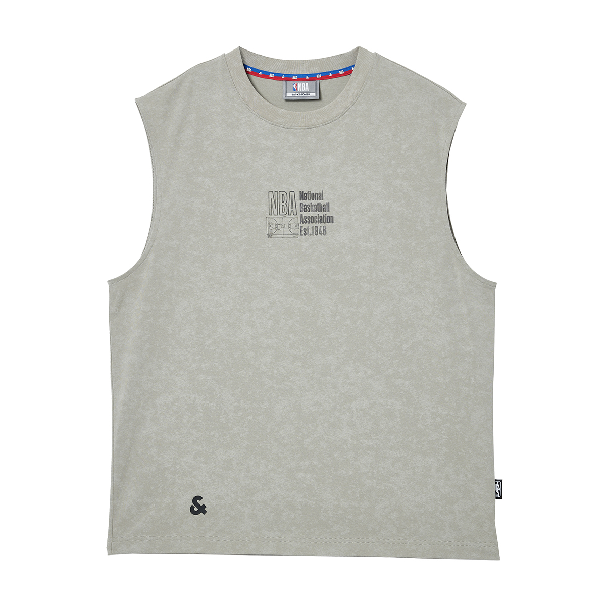 American trend fitness JACK JONES Jack Jones x NBA JACK & JONES NBA joint model summer retro old washed letter embroidery genderless sleeveless casual sports pure cotton vest same style for men and women