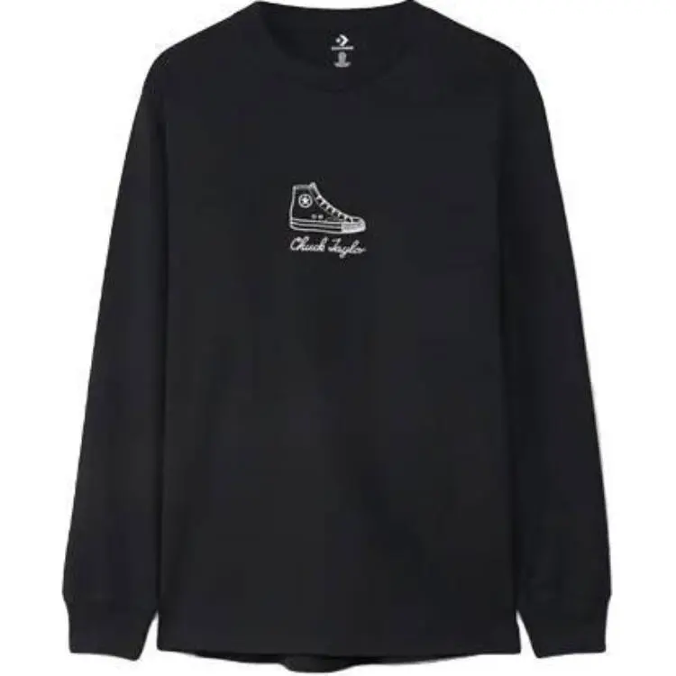 Converse T-Shirts Men's Black Crew Neck Moderate Straight Fit