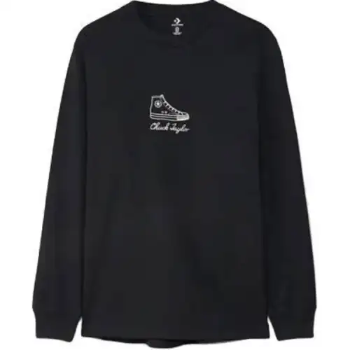 Converse T Shirts Men's Black Crew Neck Moderate Straight Fit