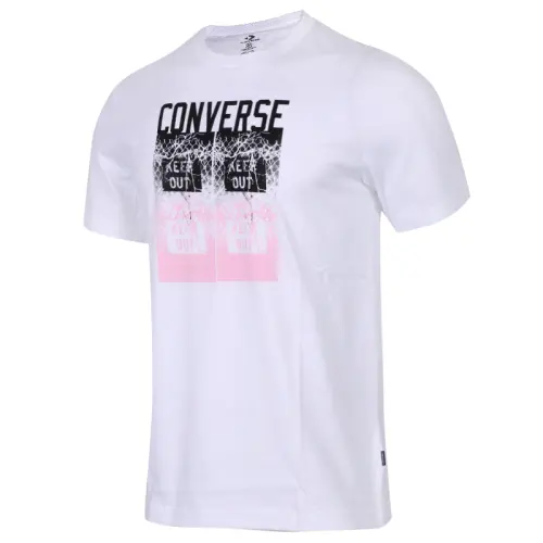 Converse T Shirts Men's White Crew Neck Moderate Straight Fit