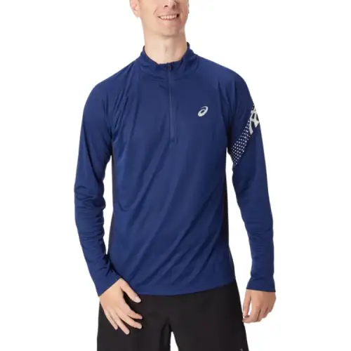 ASICS T Shirts Men's Blue Stand Collar