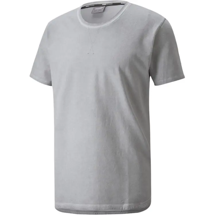 PUMA T-Shirts Men's Light Gray Crew Neck Moderate