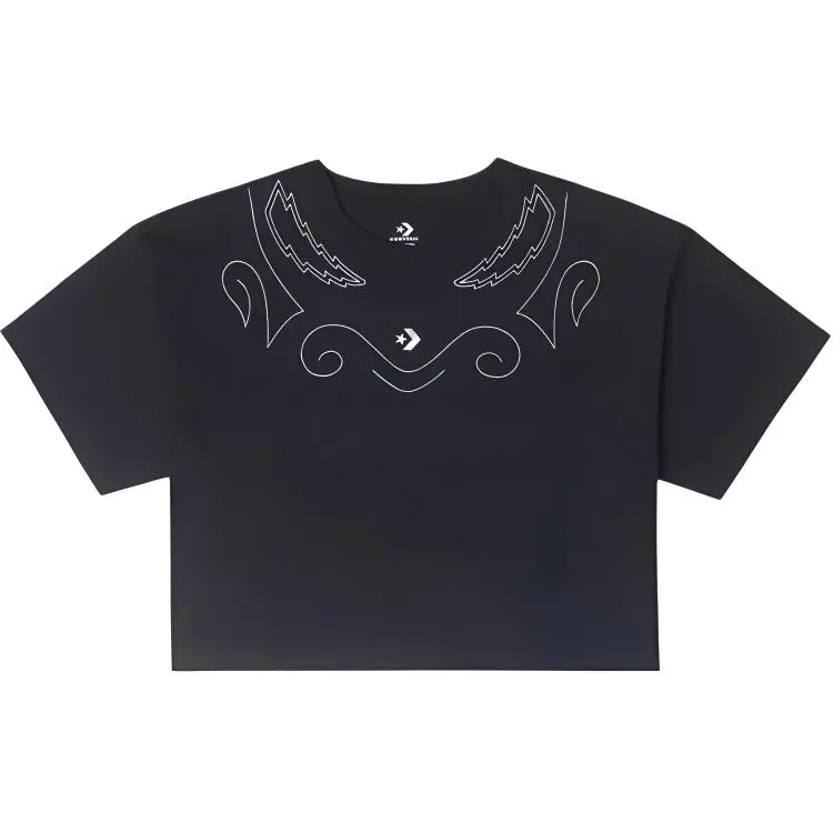 Converse T-Shirts Unisex Black Crew Neck Moderate Straight Fit