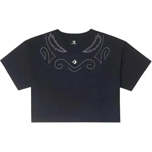 Converse T Shirts Unisex Black Crew Neck Moderate Straight Fit