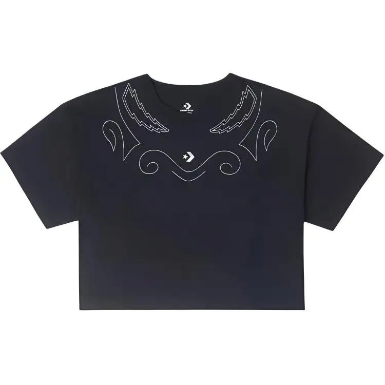 Converse T Shirts Unisex Black Crew Neck Moderate Straight Fit