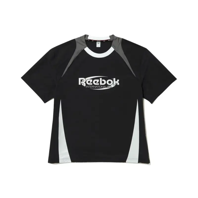Reebok T Shirts Unisex Black Crew Neck Moderate Straight Fit