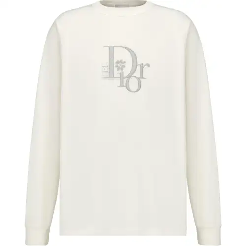 DIOR T Shirts Men's White Crew Neck Moderate Straight Fit