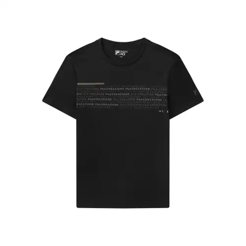 FILA T Shirts Men's Jet Black Crew Neck Moderate Straight Fit