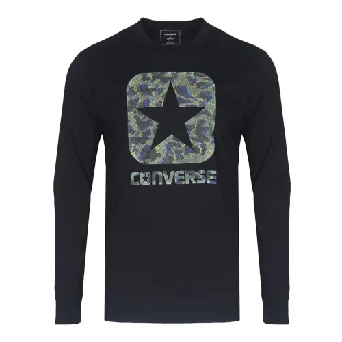 Converse T Shirts Men's Black Crew Neck Moderate